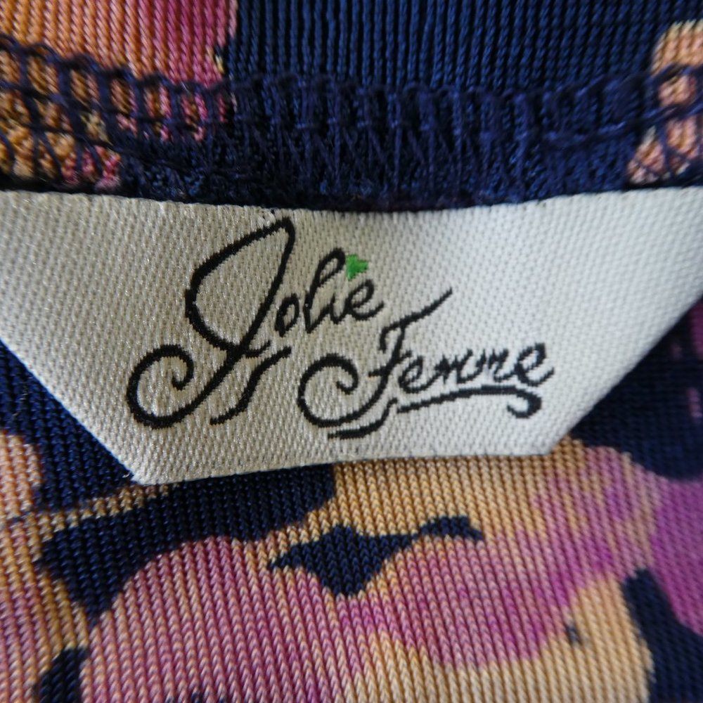 Vintage Jolie Femme USA Draped Neck Floral Top Sleeveless Black Orange Pink XL - Picture 6 of 8